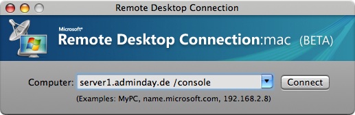 Remote Desktop Connection /console